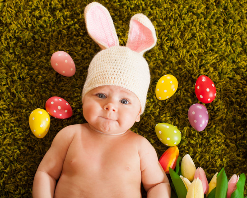 My First Easter Bunny Ears Baby Onesie® Easter Photoshoot | Baby Bodysuit Baby's First Easter Outfit