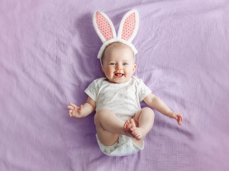 Easter baby with bunny ears