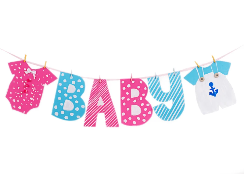 Baby shower boy and girl decoration garland isolated on white