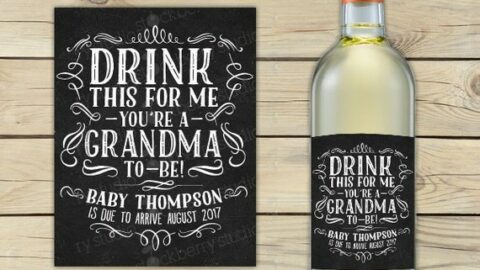 pregnancy announcement wine labels -Mother's Day Pregnancy Announcement Ideas