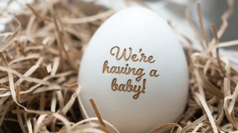 Image for Wooden We're Having A Baby Announcement Egg 