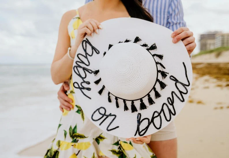 Beach pregnancy announcement hat