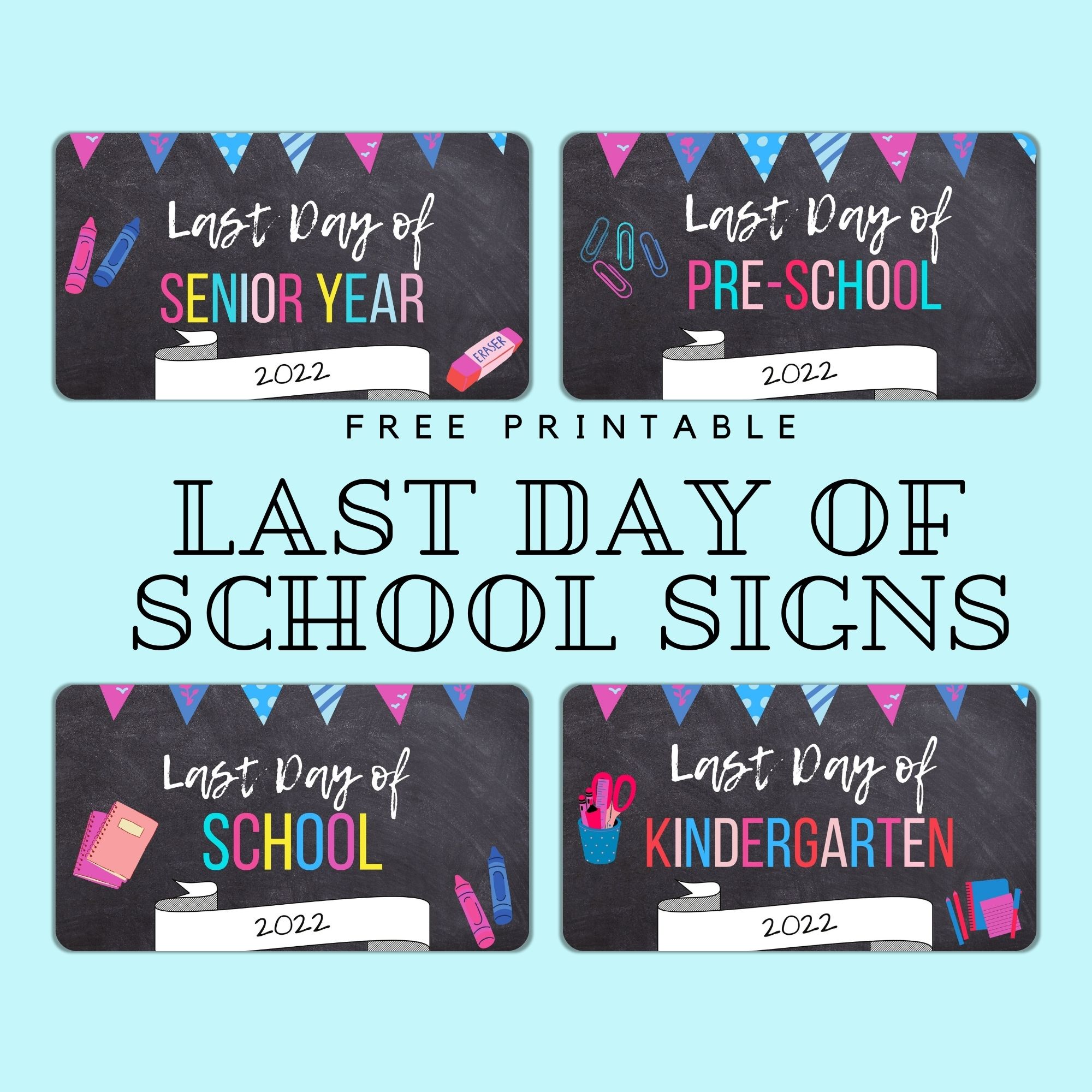 Last Day of School Chalkboard Sign FREE SHIPPING!! 
