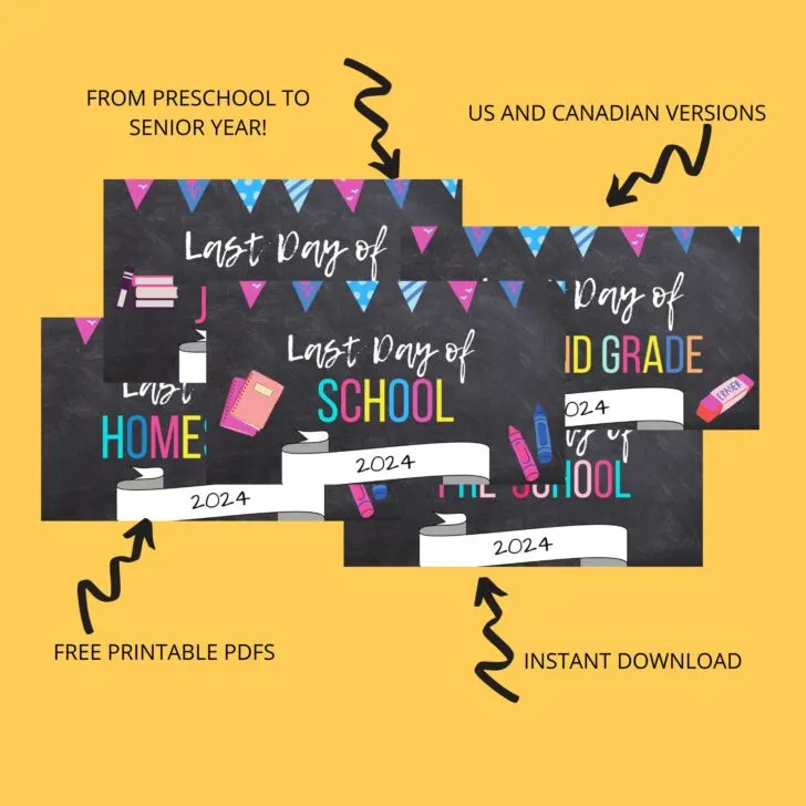 last day of school signs free printable signs