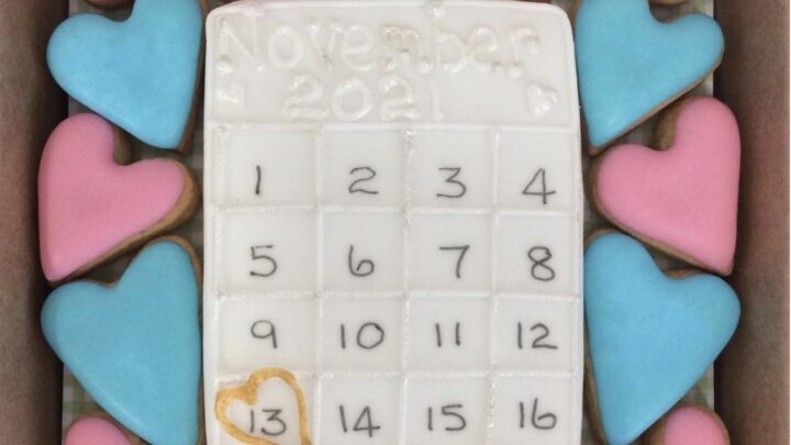 pregnancy announcement cookie