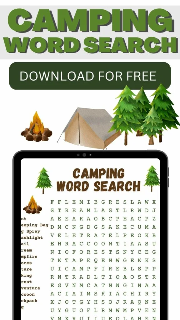Free Printable Camping Word Search Puzzle For Kids