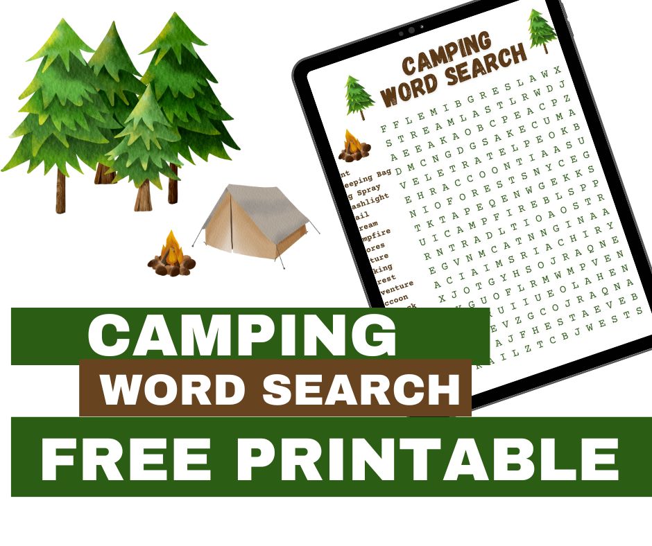 Free Printable Camping Word Search Puzzle For Kids
