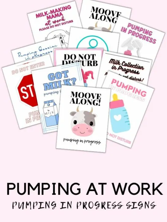 Pumping at work signs free printable