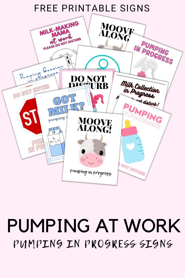 Free printable pumping at work signs for the door