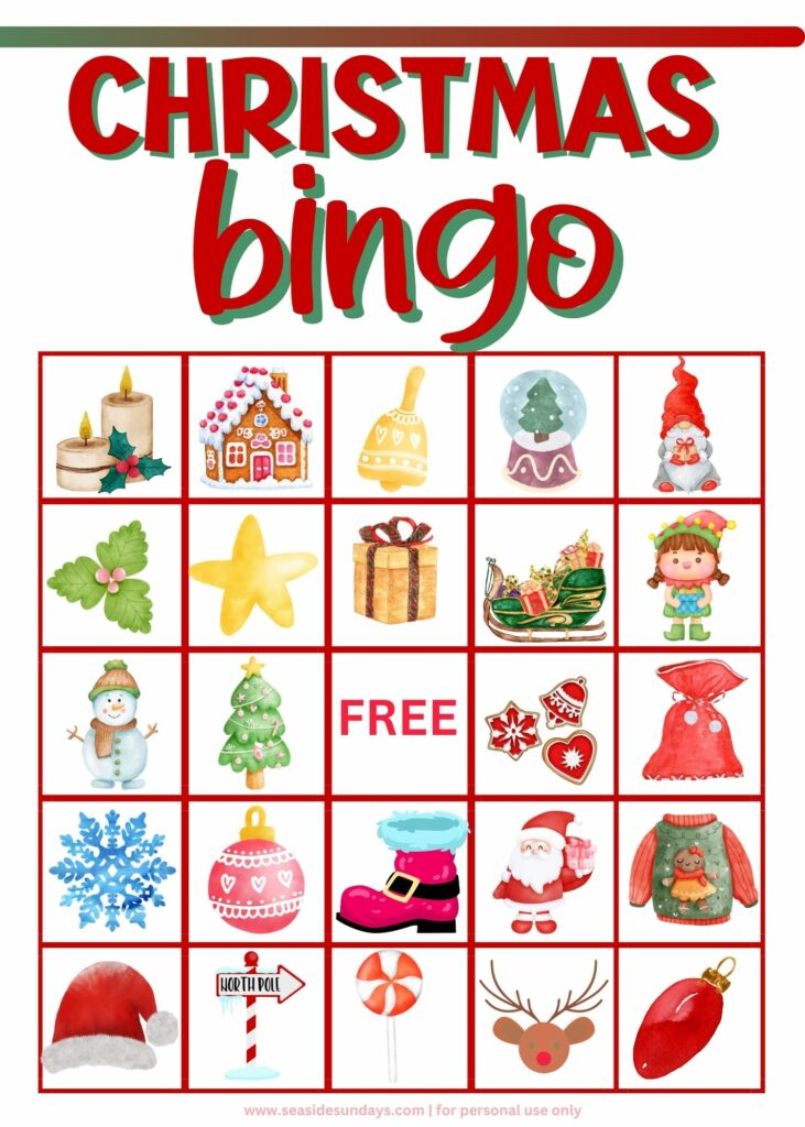 30 Free Printable Christmas Bingo Cards
