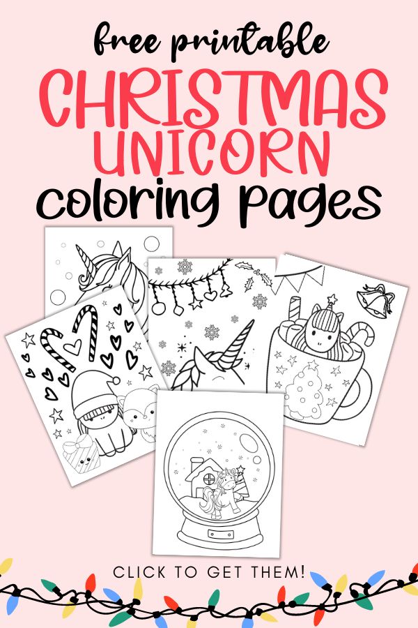 Christmas unicorn coloring sheets