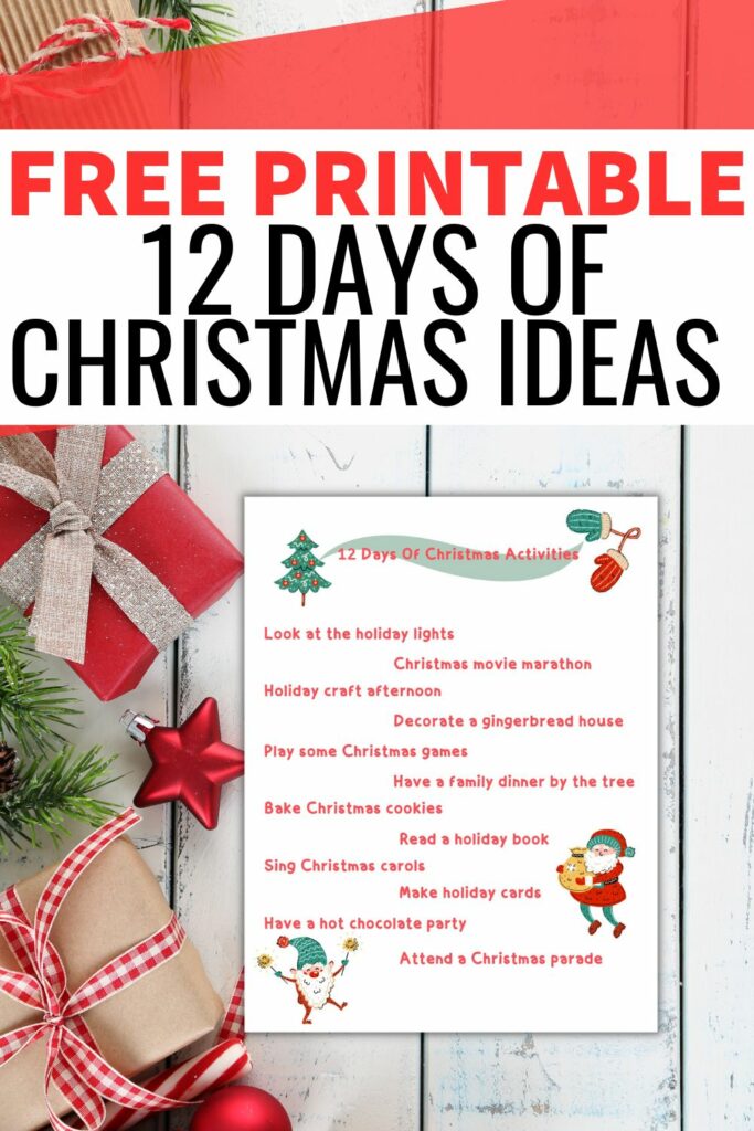 free printable Christmas activities list for kids