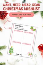 Want, Need, Wear, Read Christmas Printable List
