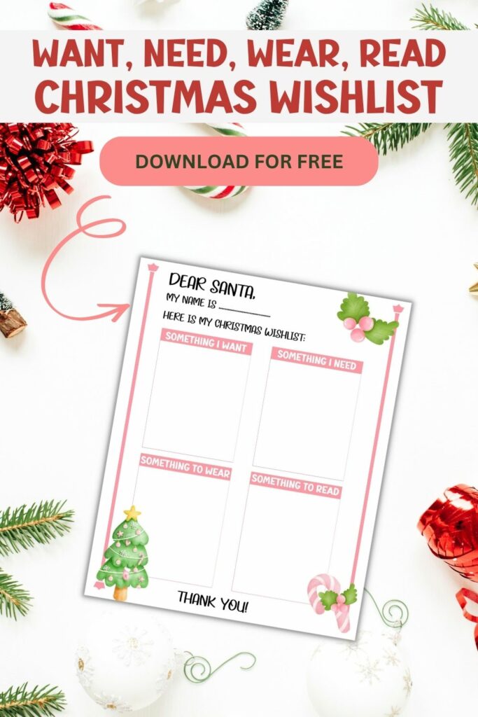 Christmas wish list free printable