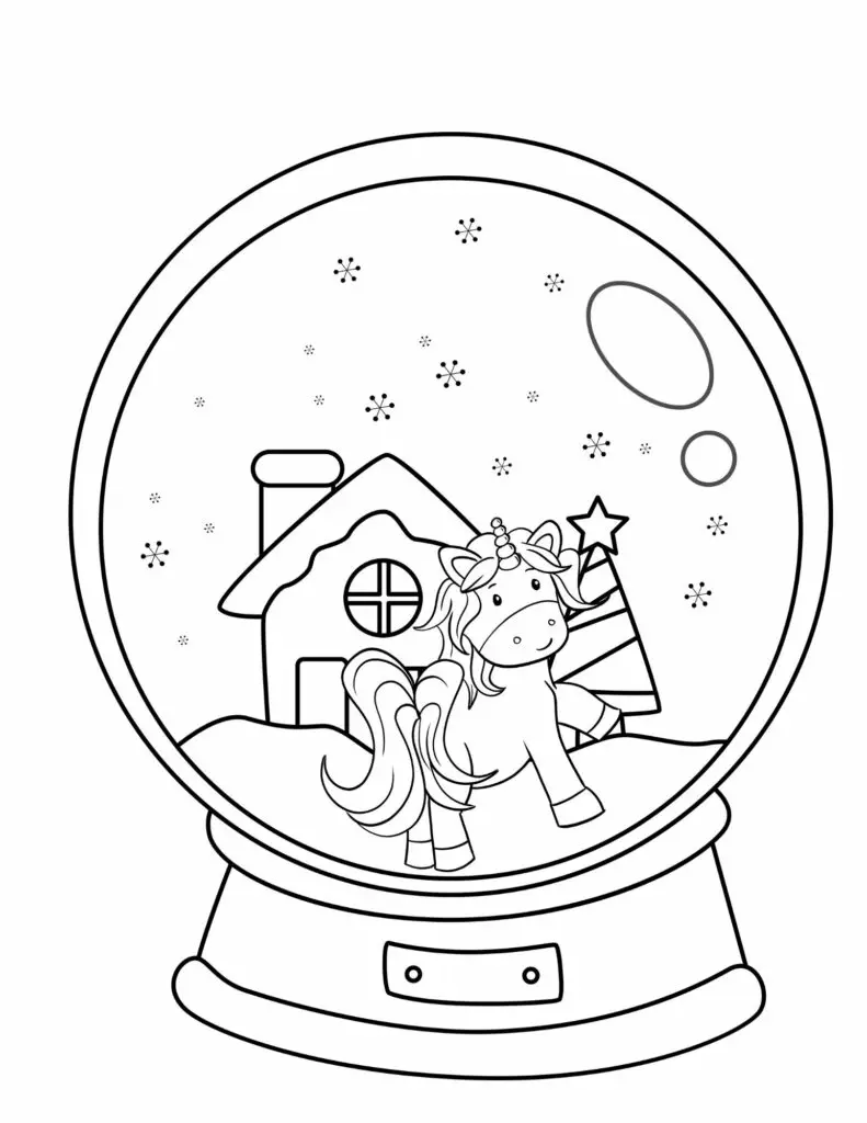 free printable Christmas unicorn coloring pages