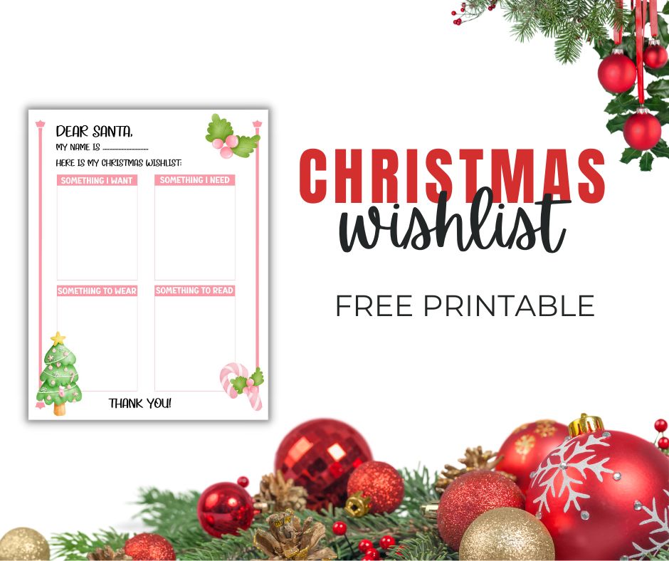 Want, Need, Wear, Read Christmas Printable List