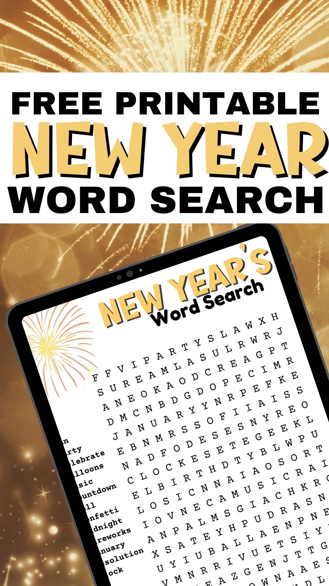 New Years Word Search Free Printable PDF