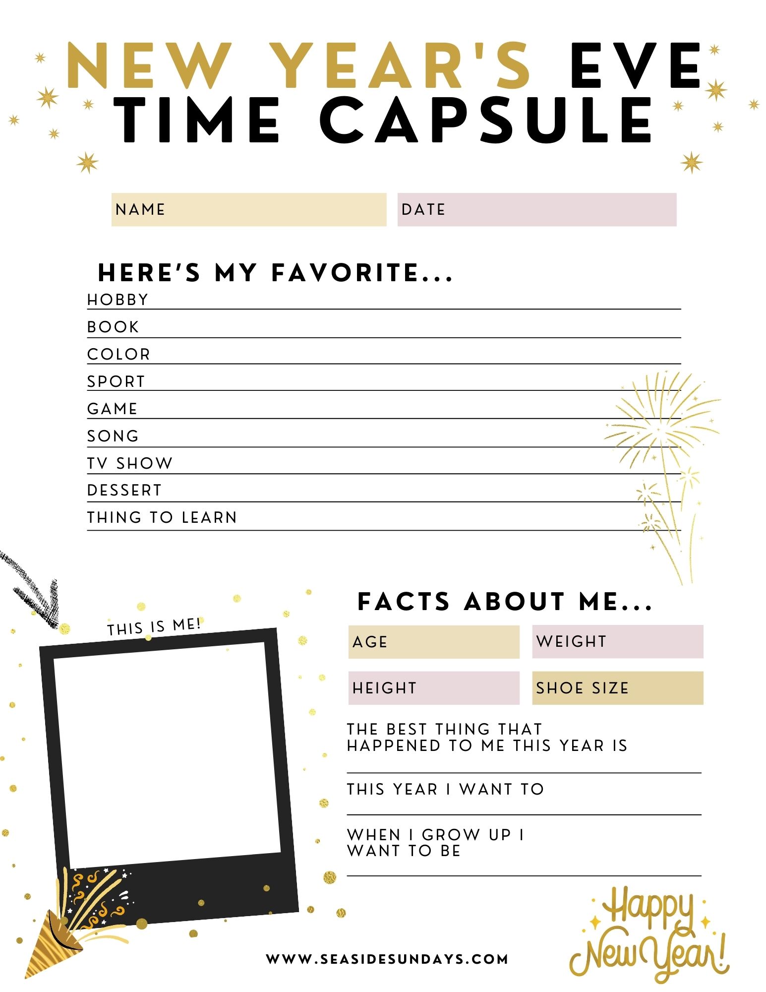 Free Printable Time Capsule Template For New Year