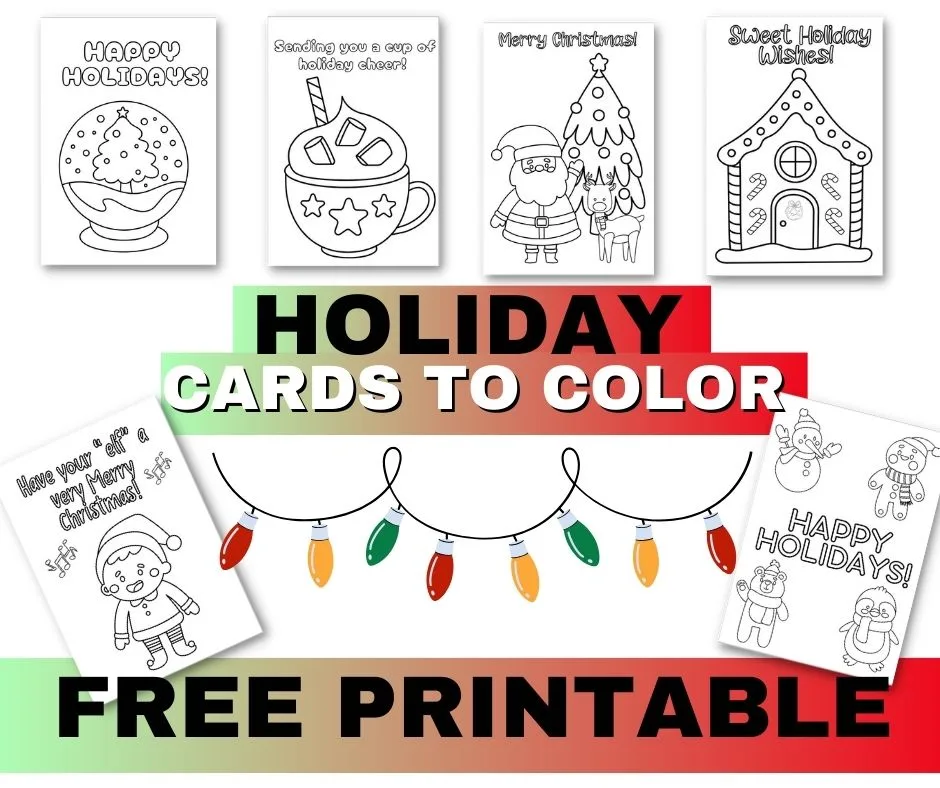 Free printable holiday cards to color