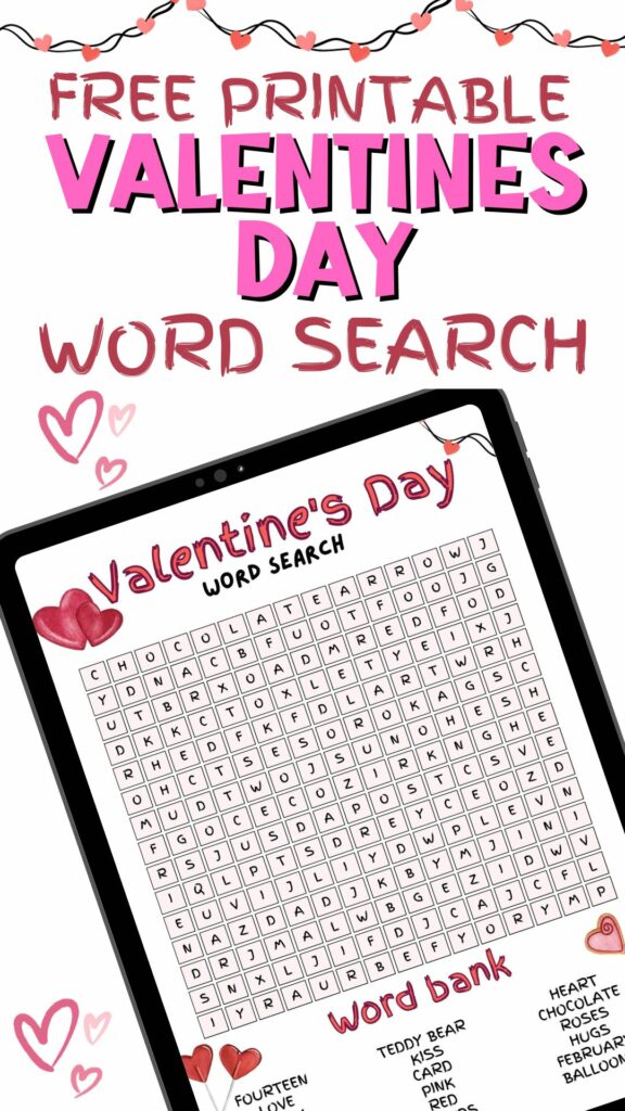 free printable Valentine's Day word search