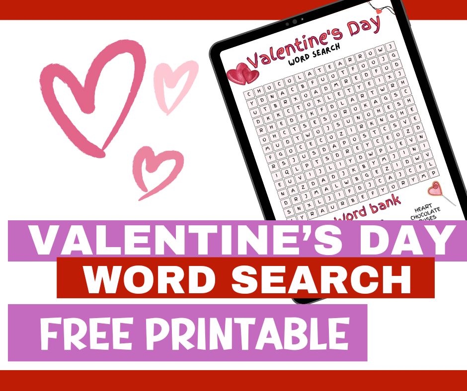 Valentine's Day word search PDF