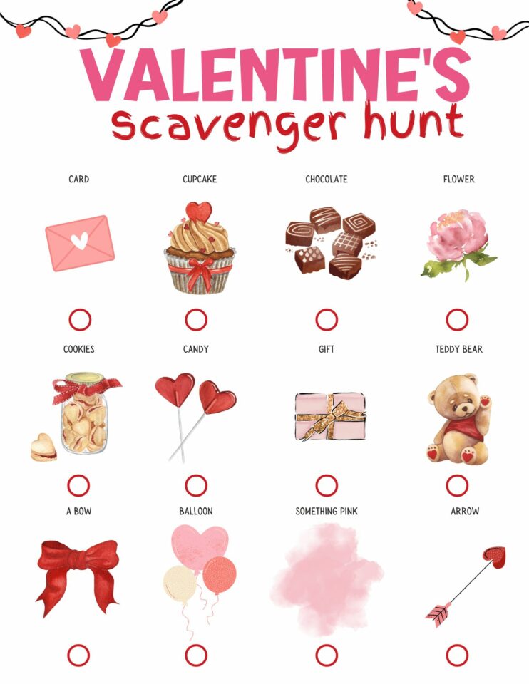 Free Printable Valentine's Day Scavenger Hunt