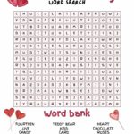 free printable Valentine's word search
