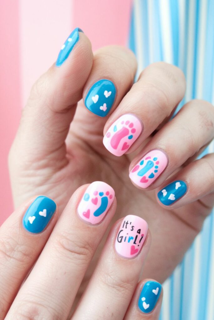 gender reveal nails ideas