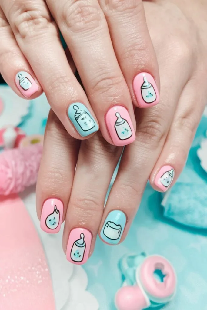 gender reveal nails for a baby shower