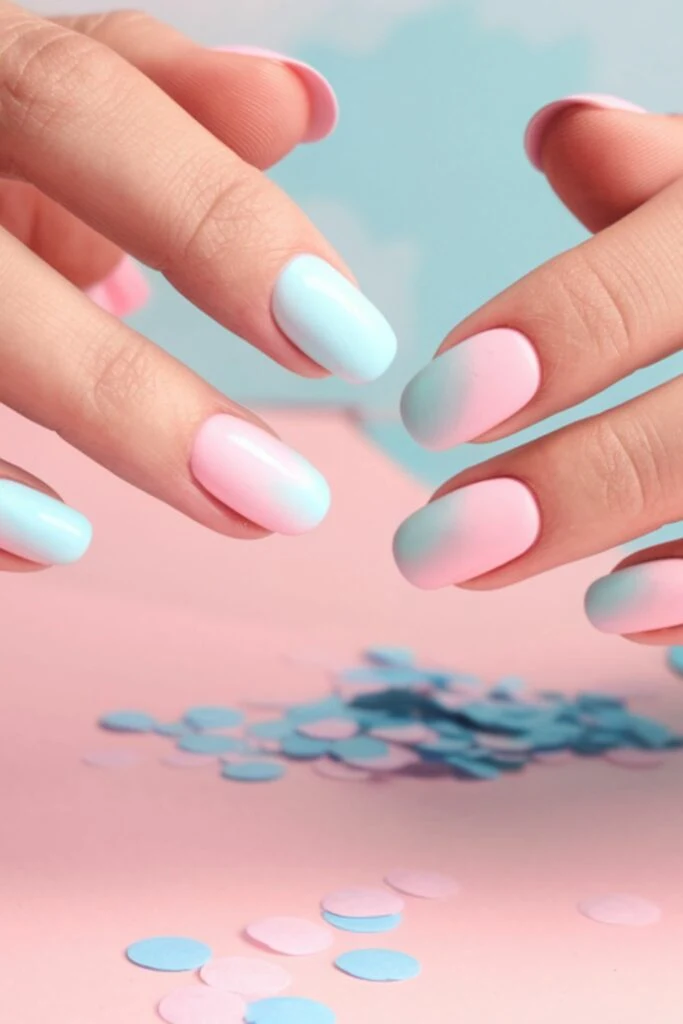 ombre nails for a gender reveal party