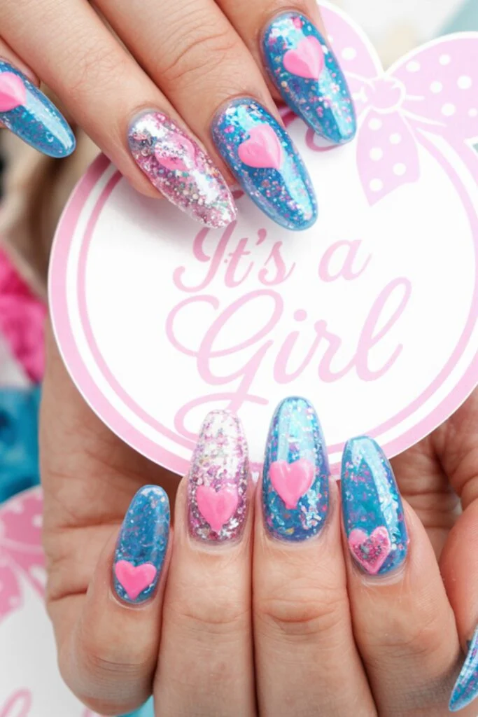 gender reveal nails ideas