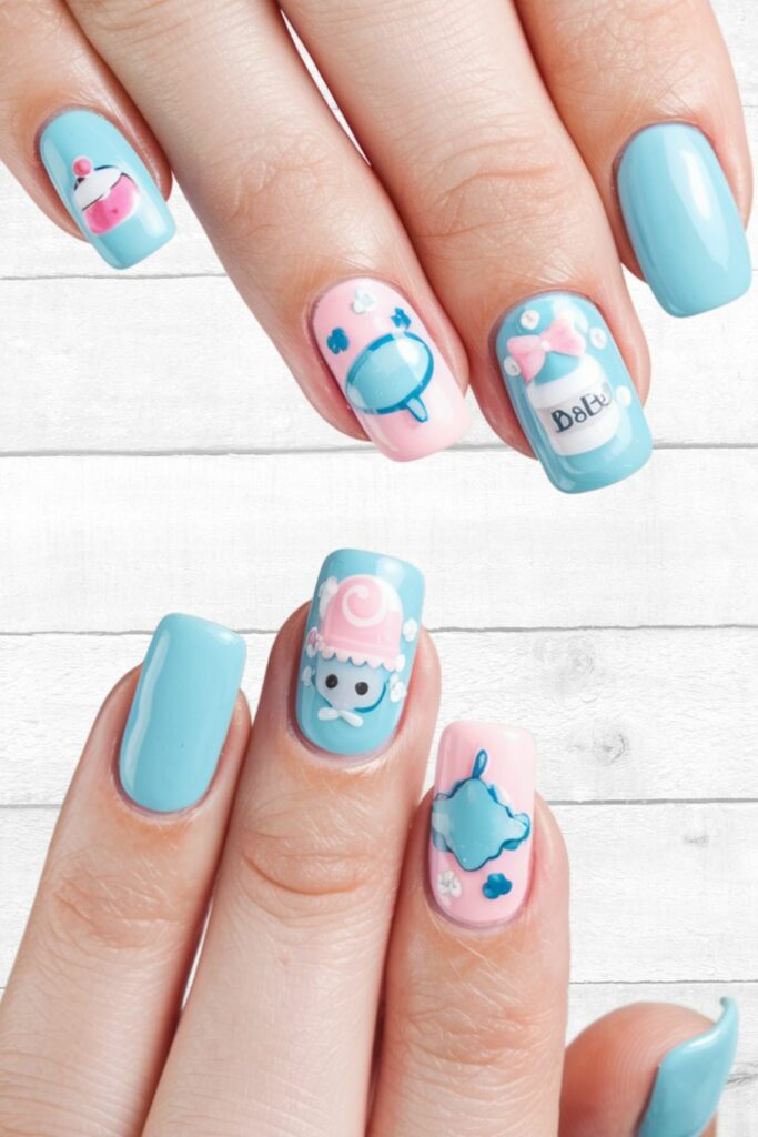 gender reveal nail ideas