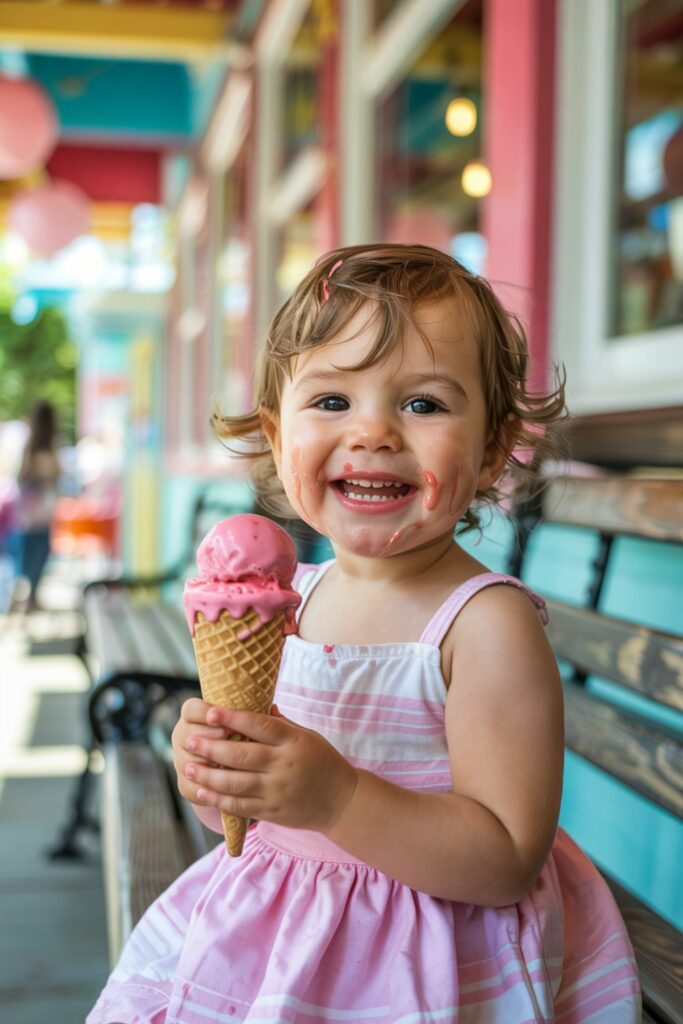 baby with a messy ice cream face