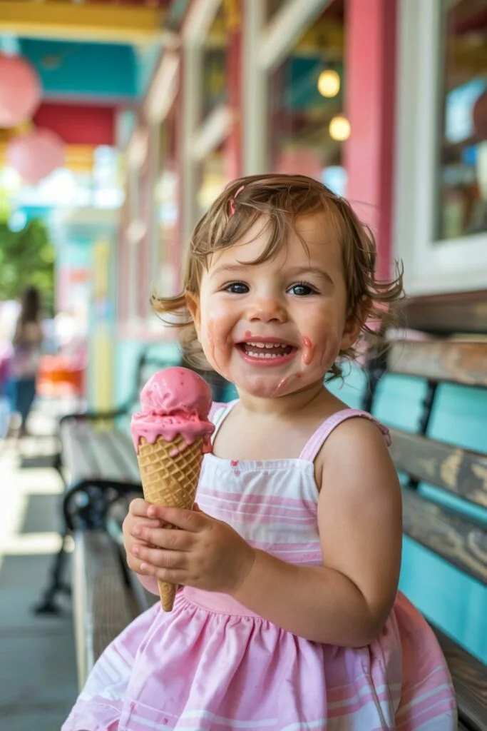 baby with a messy ice cream face