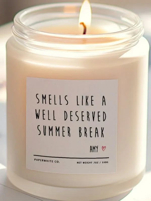 end of year teacher gift candle