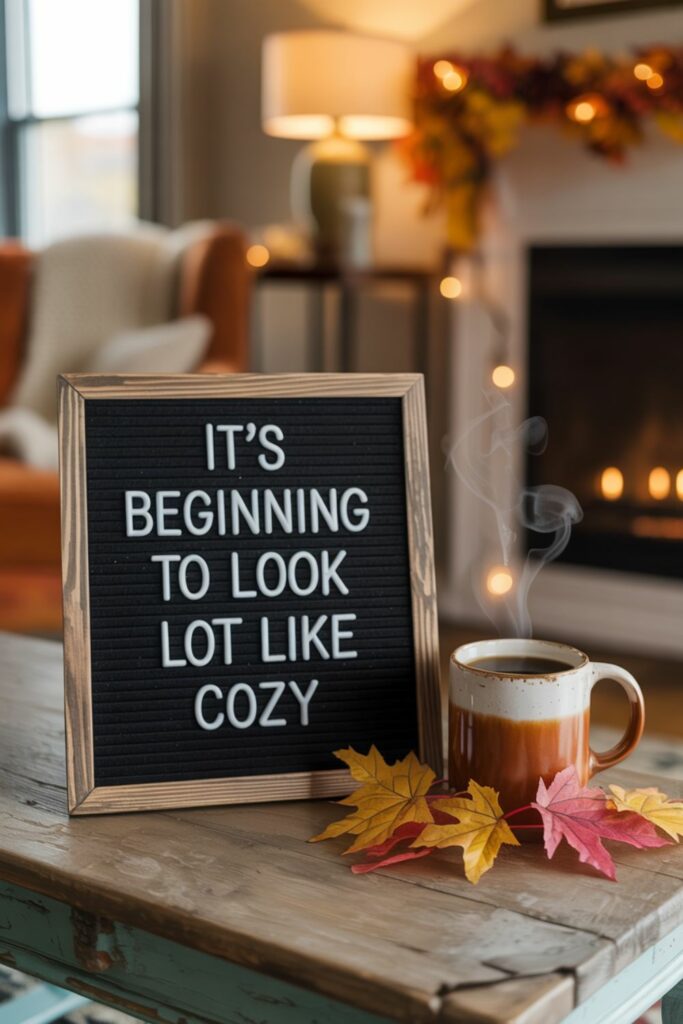 cozy fall letter board quotes