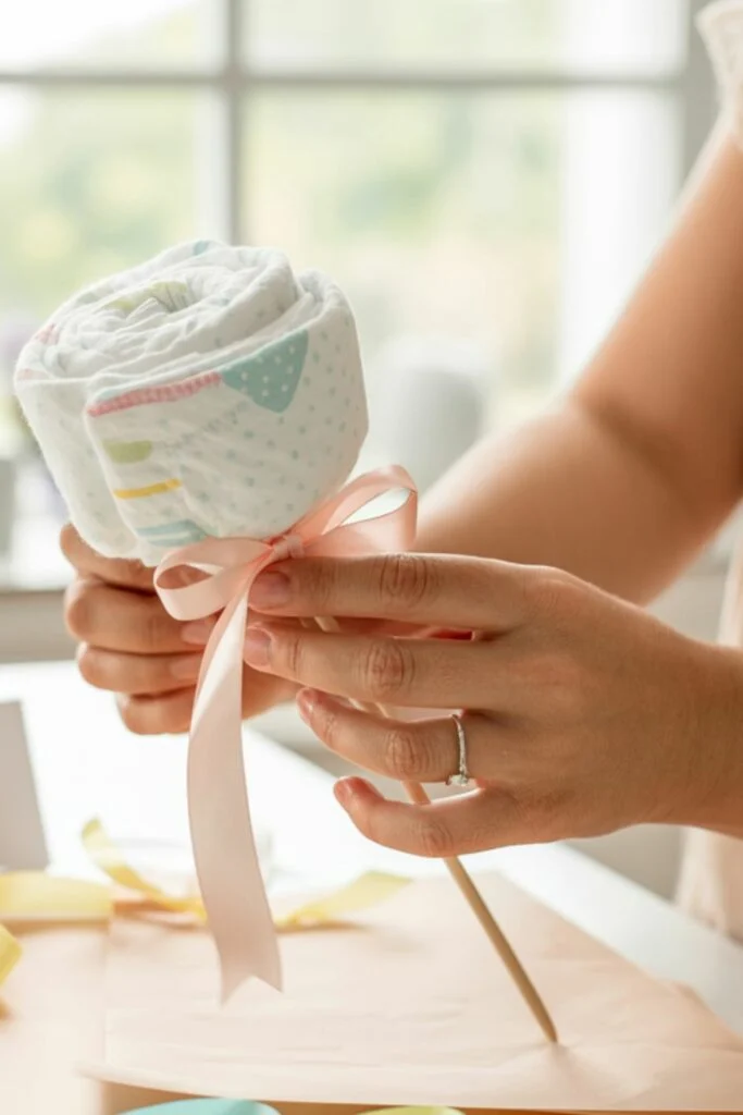 how to make a diaper bouquet