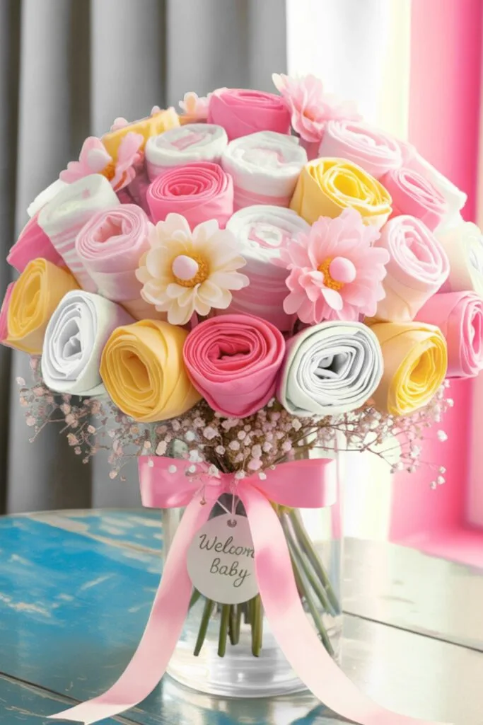 how to make a diaper bouquet