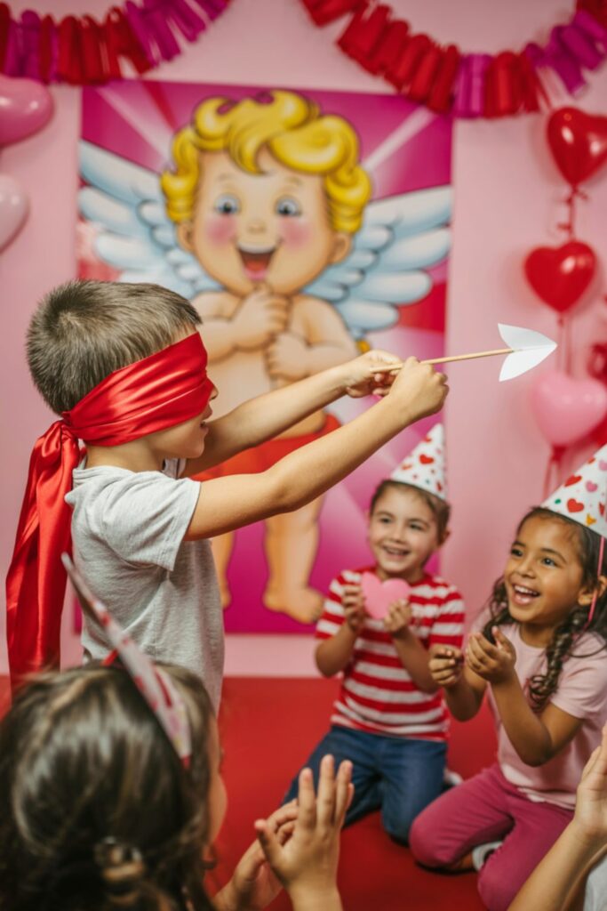 Pin the heart on cupid game