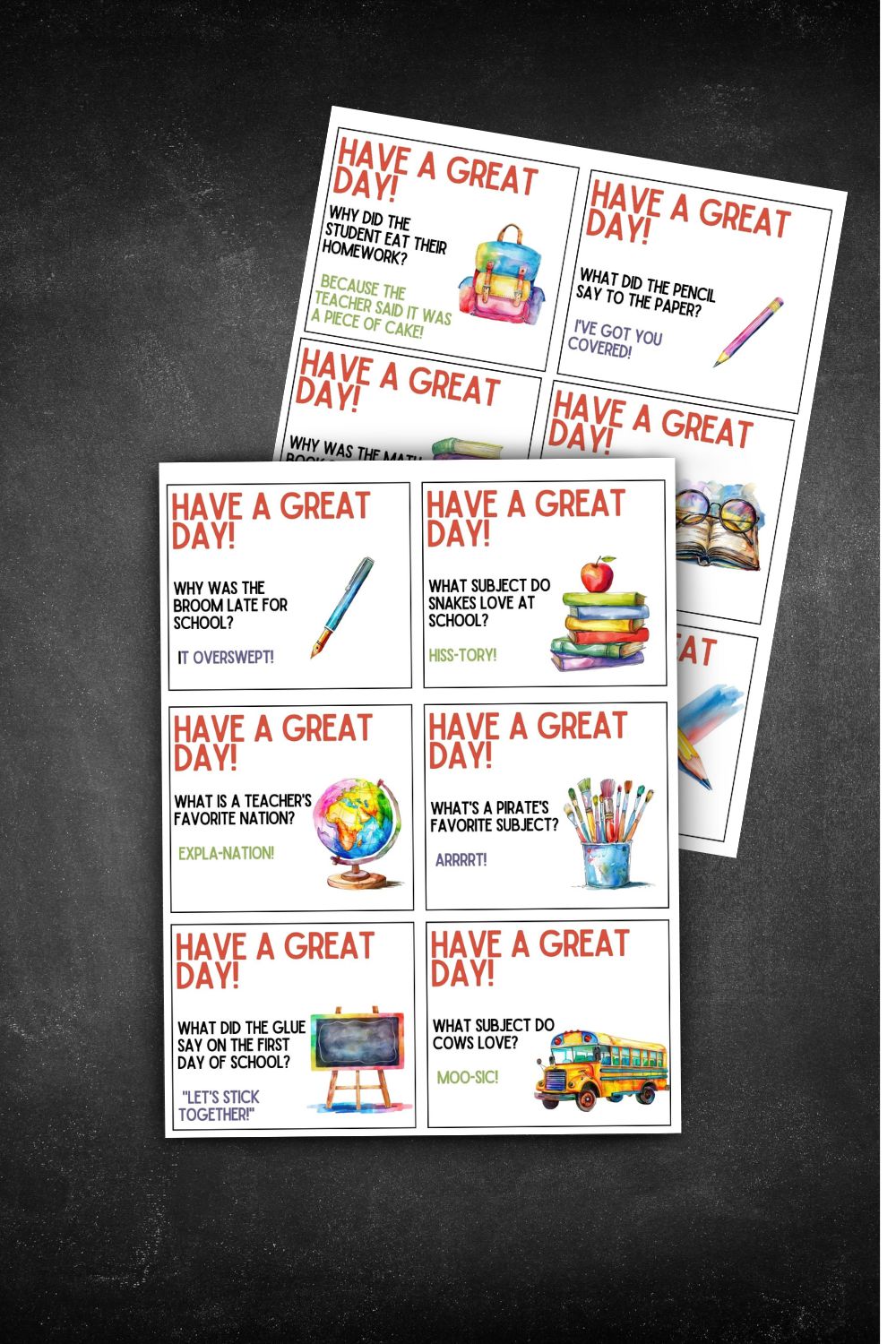 Free Printable Back to School Lunch Notes: Cute School Jokes Kids Will Love